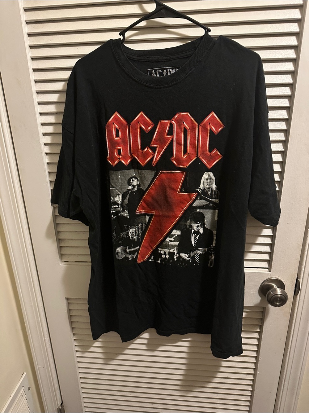 AC/DC Black Tee with Red Logo and Bolt